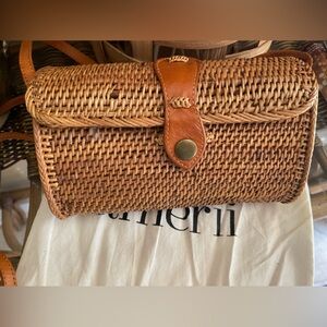 Woven Tan Crossbody Bag